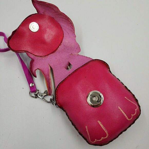 Unicorn Leather Wristlet Wallet Handmade Tooled Coin Purse Keychain Fantasy Gift - Picture 7 of 13